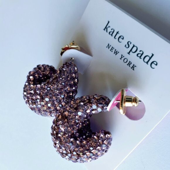 NWT Kate Spade adore ables amethyst pavé bejewelled earrings - Picture 7 of 8